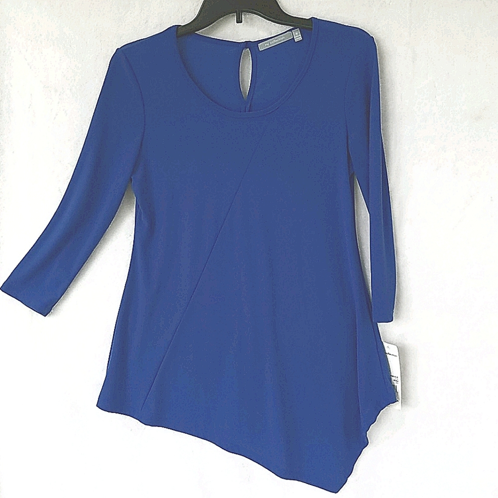NWT NY Collection 3/4 Hi-lo Tunic- Olympian Blue
